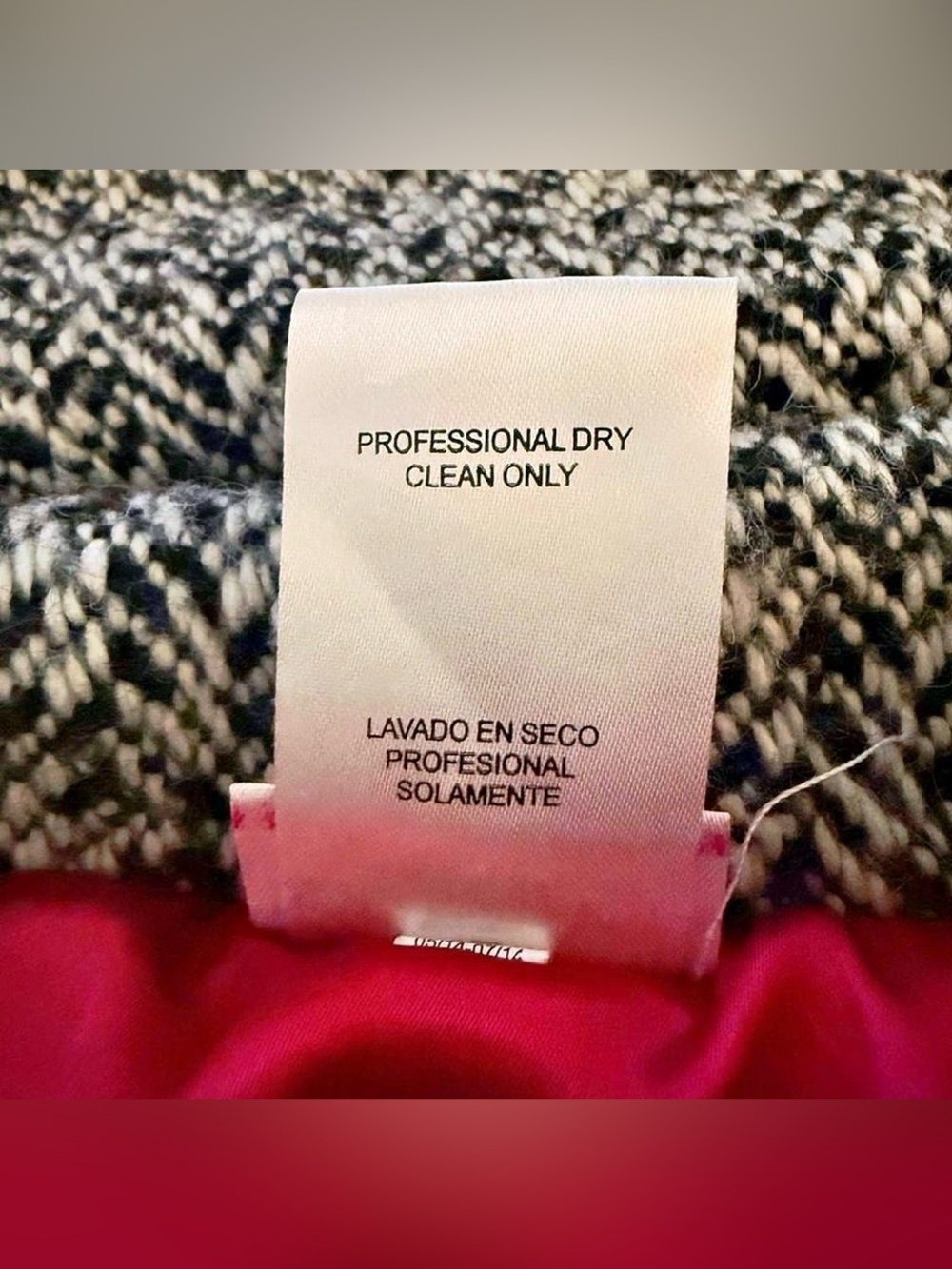 Girls' Herringbone Double-Breasted Peacoat with Pink Trim - Picture 5 of 6